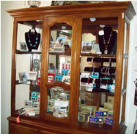 display case of things for sale